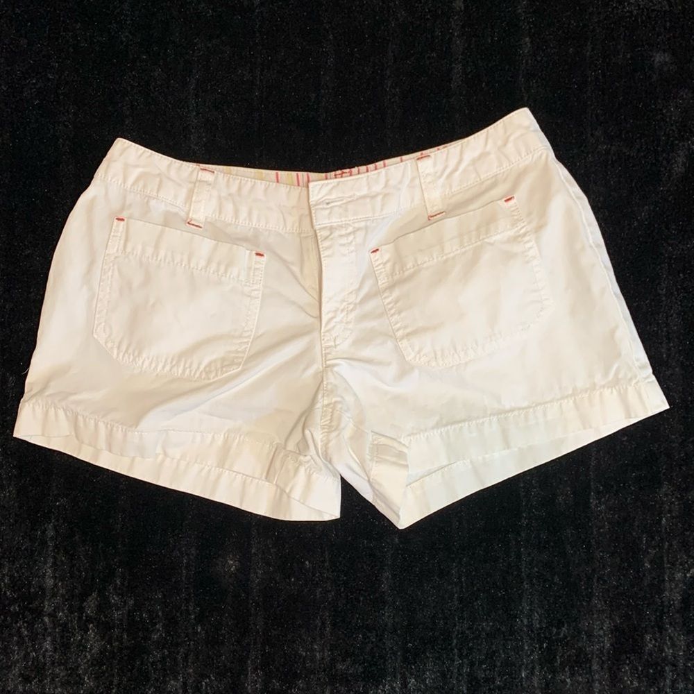 Old Navy Vintage Y2K White Cotton Shorts Red Contrast Stitch Juniors Size 1
